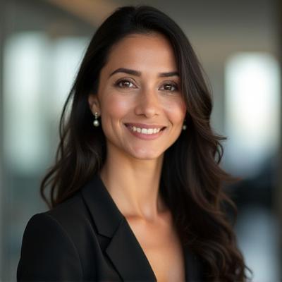 Professional headshot of Anya Sharma, CEO & Chief Futurist, Auric Edge